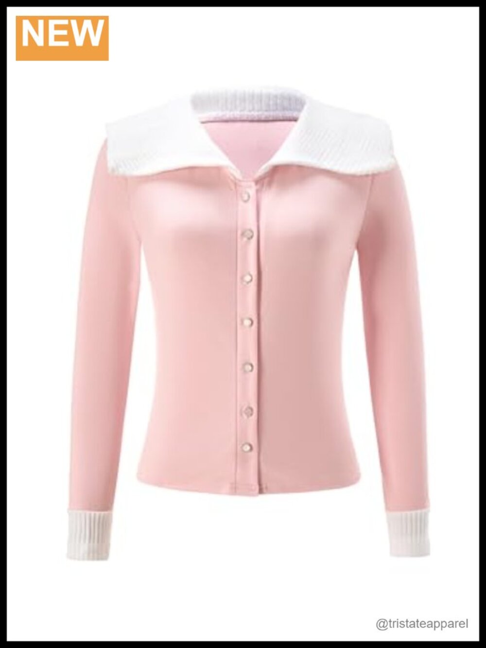 Women's Doll Collar Long Sleeve Button Down Stretch Top